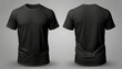 © MDNAJIMODDIN - Black blank t-shirt mockup. t-shirt front and back side. male t shirt template. Generative Ai