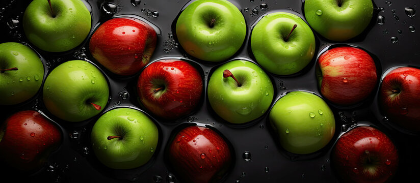 fresh apples fruit with water banner for healthy dieting
