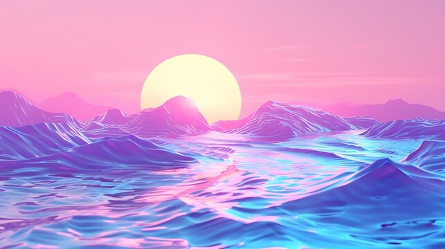 Abstract pink and blue vaporwave styled background 