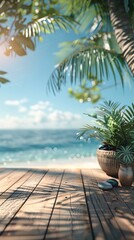 Wall Mural - empty table on tropical beach