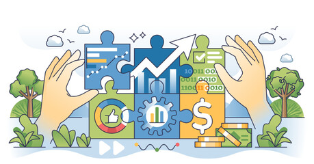 Wall Mural - big data in finance with economical money information outline hands concept, transparent background.