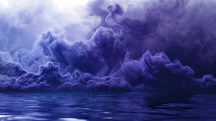Wall Mural - A surreal image of indigo smoke undulating in water, with a dreamlike quality that could be used for imaginative or creative design projects.