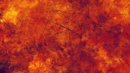 Wall Mural - A vibrant and colorful background of intersecting scribbles and hasty sketches, resembling a busy artista??s workshop wall in shades of orange and red.