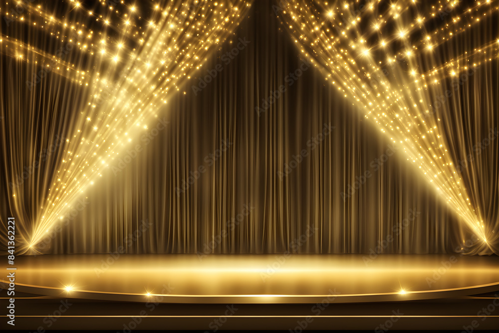 gold stage with spotlight and curtain background Stock Illustration ...