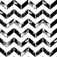 Wall Mural - A black and white chevron pattern with a lot of texture. The pattern is made up of squares and triangles