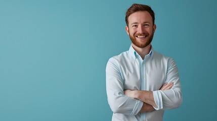 Sticker - Smiling Corporate Businessman Portrait on Colorful Background