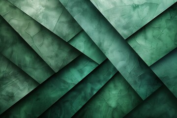 Wall Mural - Geometric Green Abstract Art with Layered Panels