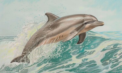 Wall Mural - A dolphin is leaping out of the water