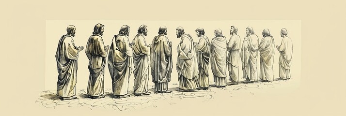 Biblical Illustration of Jesus Calling His Apostles, Ideal for Banner,Christian banner