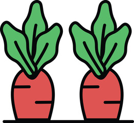 Wall Mural - Two carrots are shown in a black and white drawing