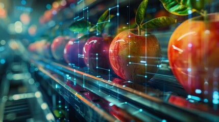 Wall Mural - Stored images of fruits are used to train the AI technology in the automated sorter for seamless and accurate sorting.