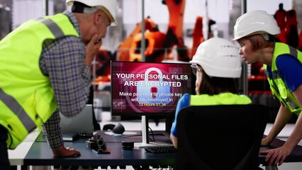 Poster - Shocked Engineer In Modern Car Factory During Ransomware