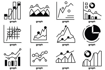 Wall Mural - A set of graphs are shown in a grid