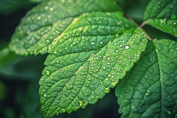 water drops transparent on green leaf macro. drops of dew in morning sun. natural background. beauti