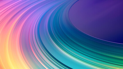 Wall Mural - Abstract background with curved lines in a rainbow of colors, gradient from purple to blue, green and yellow, smooth curves in a circular shape