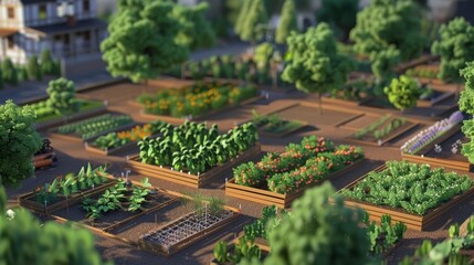 Wall Mural - a community garden organized by a local university utilizing data from soil samples to create a plan