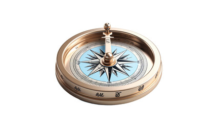 brass compass with blue face and rose of the winds