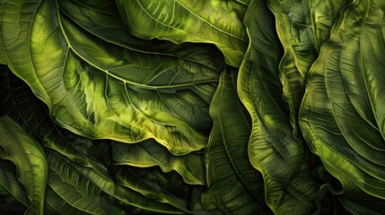 Wall Mural - Green leaves texture. Generative AI