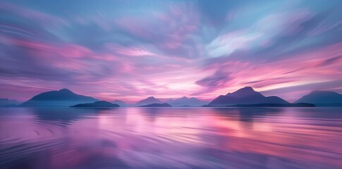 Wall Mural - Purple sunset in a very natural atmospheric seascape.