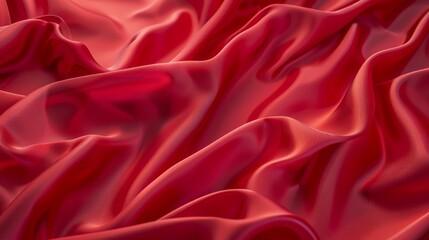 Wall Mural - AI-generated background of red scarlet satin fabric with drapery.