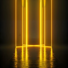 Wall Mural - Striking Neon Light Beams on Dark Background for Dynamic Product Displays and Copy Space long title Striking neon light beams against a dark