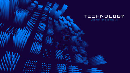 Fototapete - Hi Tech Network Connection Blue Lines Grid. 3D Technology Style Banner Design. Technology Vector Illustration. Futuristic Design for Technology or Science Event.