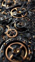 Poster - Intricate Clockwork Mechanism - Detailed Technical of Watch Parts