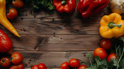 Wall Mural - Healthy eating background Food different vegetables on dark wood background,Fresh vegetables on a wooden burned rustic texture for background