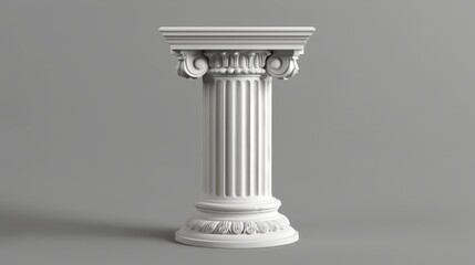  A traditional white column podium with fluted details, providing a timeless and elegant base for displaying classical art pieces or historical artifacts. 