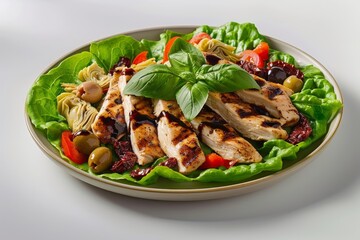 Wall Mural - Easy Balsamic Chicken Lettuce Wrap with Tangy Roasted Sun-Dried Tomatoes