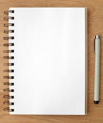 Wall Mural - Blank plain white notebook page with a pen
