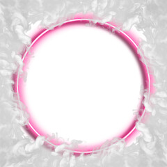 Poster - Pink neon frame on a smoke effect background design element