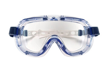 Close-up of protective safety goggles isolated on white background, essential for various professions and safety measures.