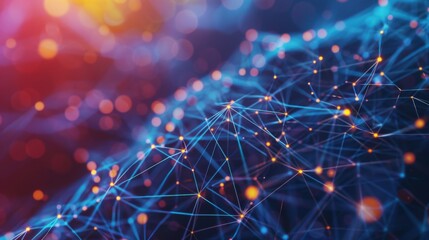 Abstract Digital Network Illustration, Data Flow and Blockchain Technology Integration, Highlighting Modern Connectivity and Security Concepts, graphic for Tech and Business Corporate, banner design, 