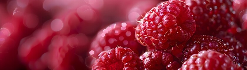 Wall Mural - Vibrant Raspberry Cluster with Intricate Textured Surface and Copy Space