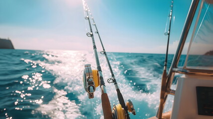 Fishing Rods Sea Adventure Sparkling Water Sunny Day Leisure Activity