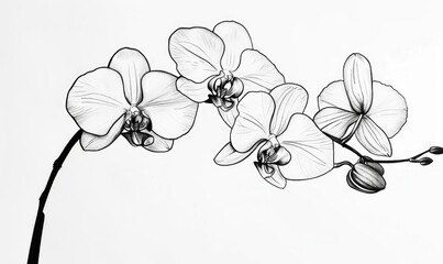 Wall Mural - White orchids on white background