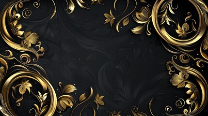 Luxurious black and gold template, perfect for creating elegant wedding cards and grand event invitations. Premium decorative banner