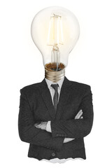 Canvas Print - Man light bulb png, fresh idea concept on transparent background