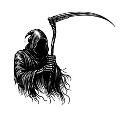 Sticker - grim reaper hand drawn illustration