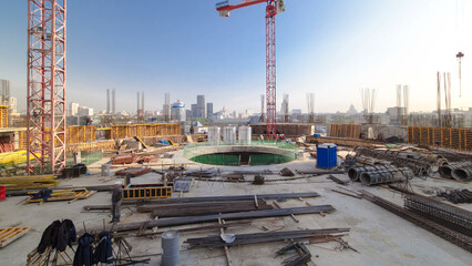 Wall Mural - Construction site on which to build high-rise buildings timelapse hyperlapse