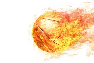 Wall Mural - A burning basketball ball, flames engulfing the ball's surface