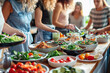© Philippova - Women gathering around a table filled with healthy food