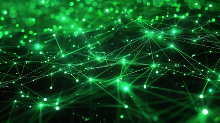 Wall Mural - glowing green network. futuristic technology background. plexus structure. 3d rendering.