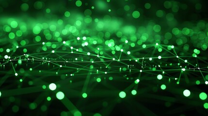 Wall Mural - glowing green network. futuristic technology concept. 3d rendering.