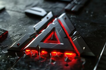 Wall Mural - Close-up image of a computer keyboard with a red light