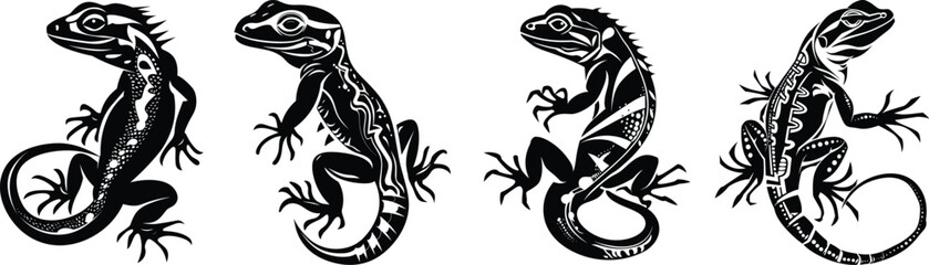 Wall Mural - Lizard logo in simple style isolated vector illustration. Reptiles symbol, Vector set