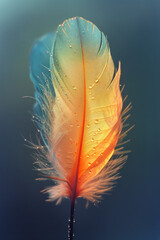 Poster - Gentle green feathers outlining a pastel yellow center,