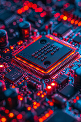Aufkleber - Detailed visual of a microprocessor chip displaying the fine details of its architecture,
