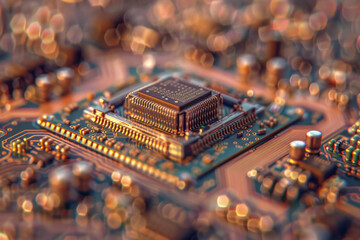 Aufkleber - Detailed depiction of a microchip's internal circuitry and connections.